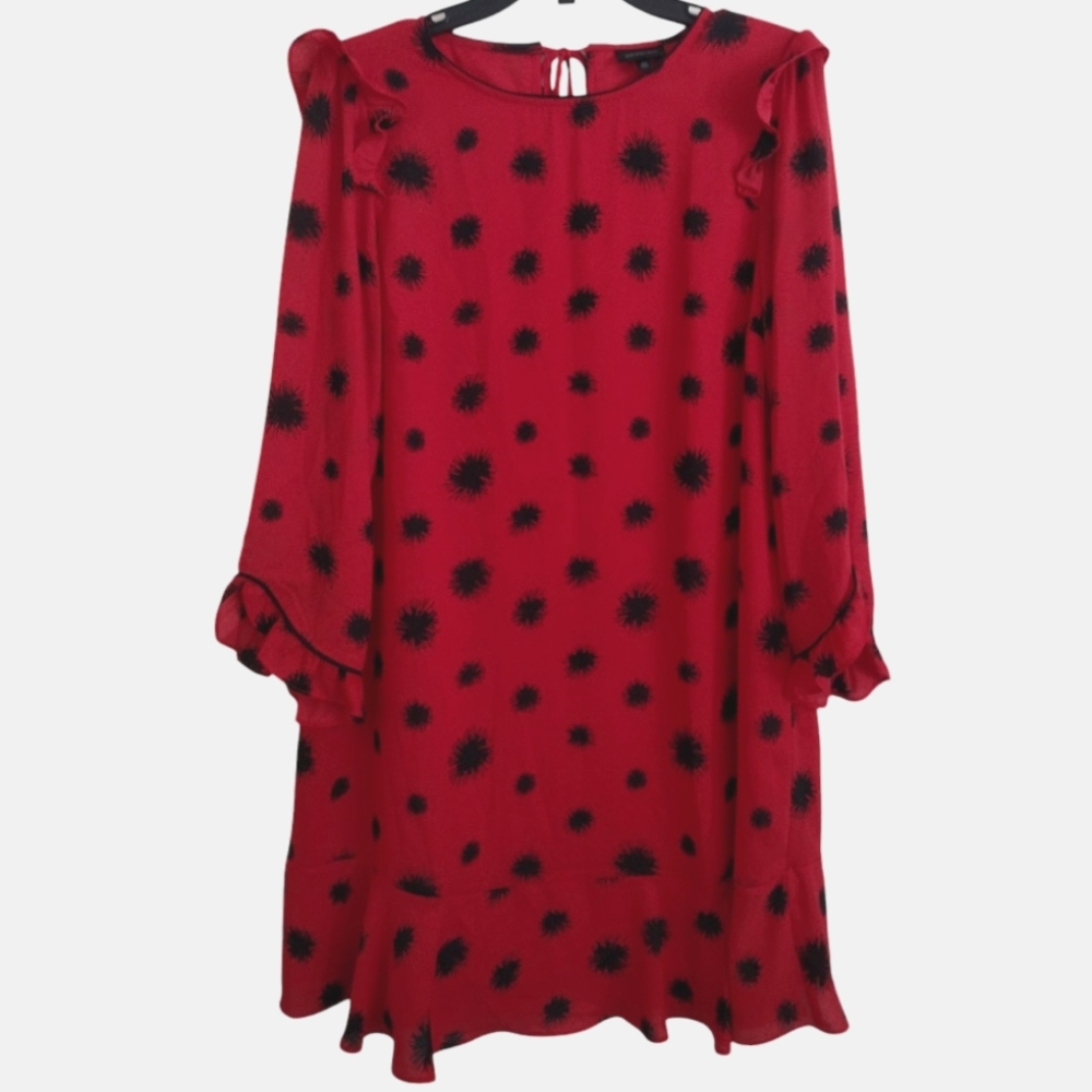 Who What Wear Red Black Dress With Pom Pom Style Print Size Medium